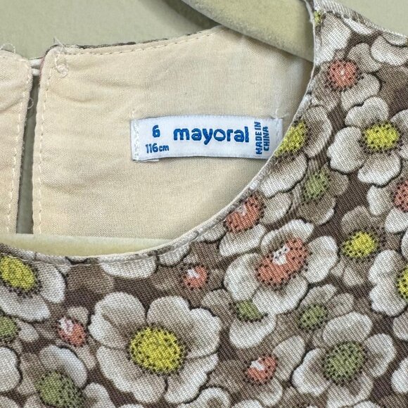 MAYORAL Stella Floral Dress Girls 6 116cm Mauve Ruffled Shoulders Long Sleeve - Picture 6 of 8